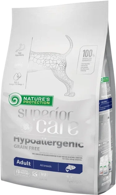 Сухий корм Nature's Protection Superior Care Hypoallergenic Grain Free Adult All Breeds для собак усіх порід схильних до алергії - 1.5 кг