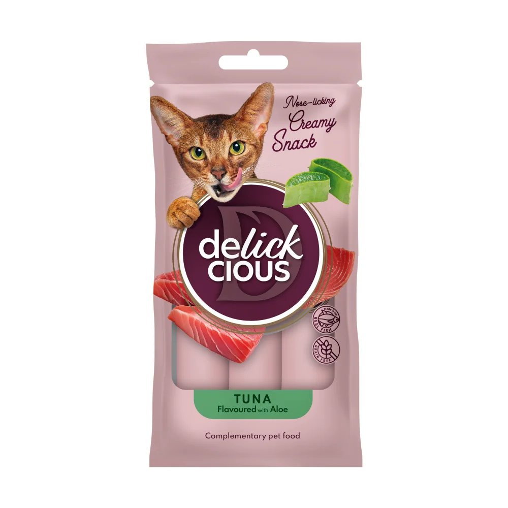 Кремові ласощі Delickcious Creamy Snack для котів з тунцем та алоє - 1 шт