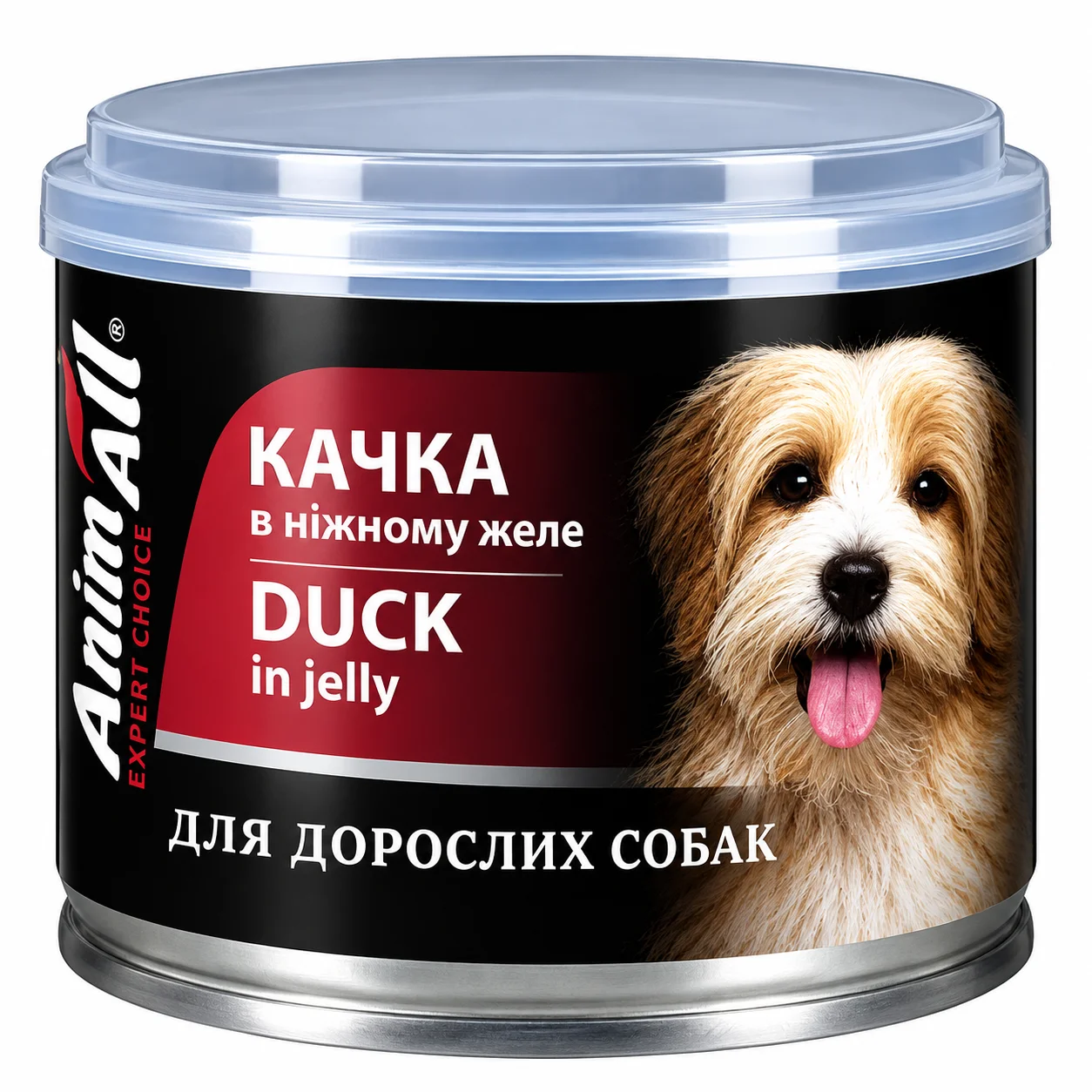 Консервований корм AnimAll для дорослих собак з качкою в ніжному желе - 195 г