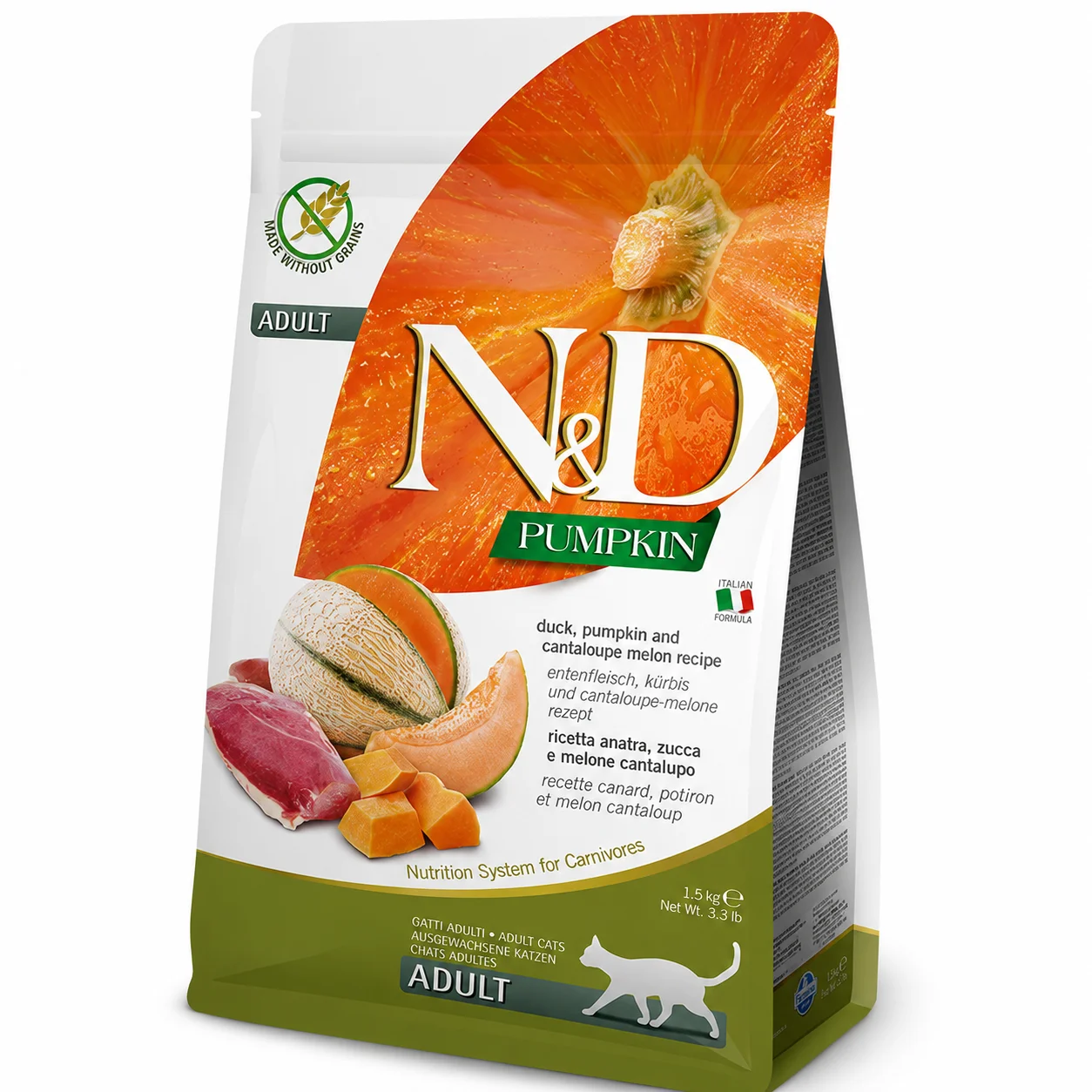 Сухий корм Farmina N&D Grain Free Adult для дорослих котів з качкою, гарбузом та динею - 300 г
