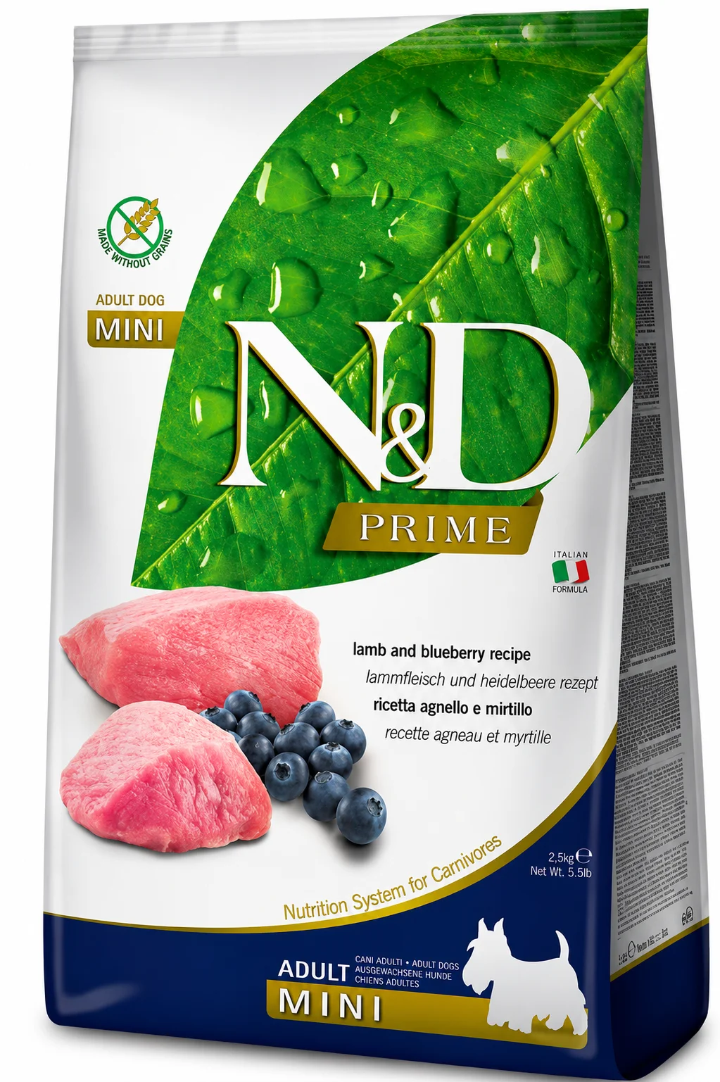Сухий корм Farmina N&D Grain Free Adult Mini для собак дрібних порід з ягням і чорницею - 2.5 кг