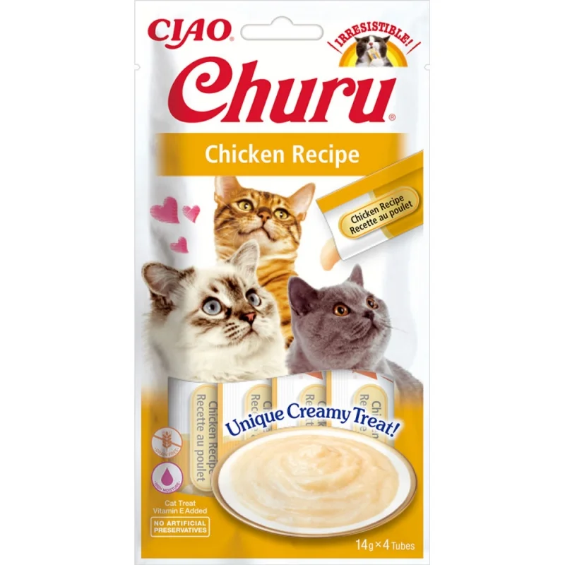 Кремові ласощі для котів INABA Churu - вершковий мус з куркою - 1 шт