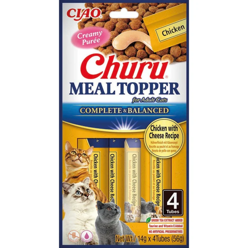 Кремові ласощі для котів INABA Churu Meal Topper - вершковий топінг з куркою та сиром - 1 шт