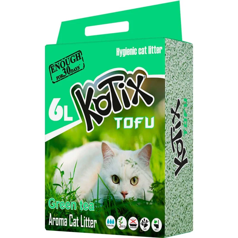 Наповнювач для котячого туалету KOTIX соєвий з ароматом зеленого чаю - 6 л
