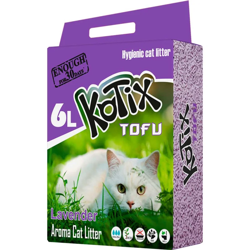 Наповнювач для котячого туалету KOTIX соєвий з ароматом лаванди - 6 л