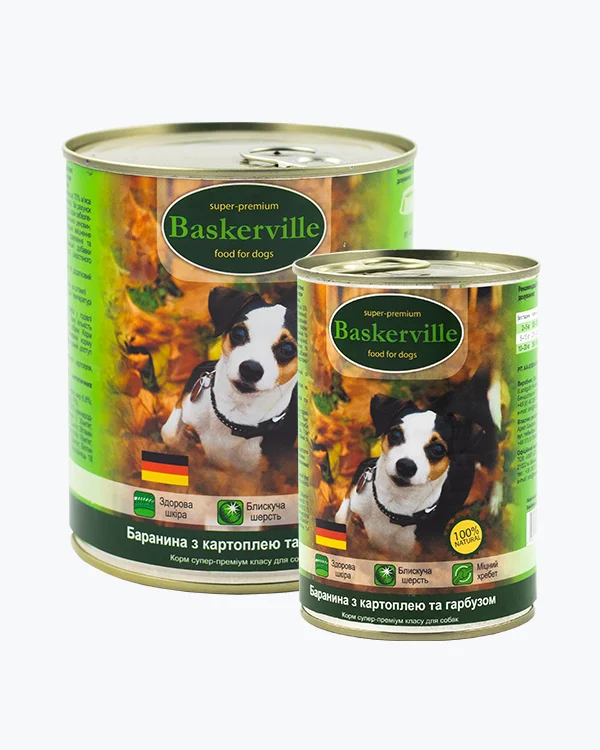 Консервований корм Baskerville для дорослих собак з бараниною, картоплею та гарбузом - 400 г