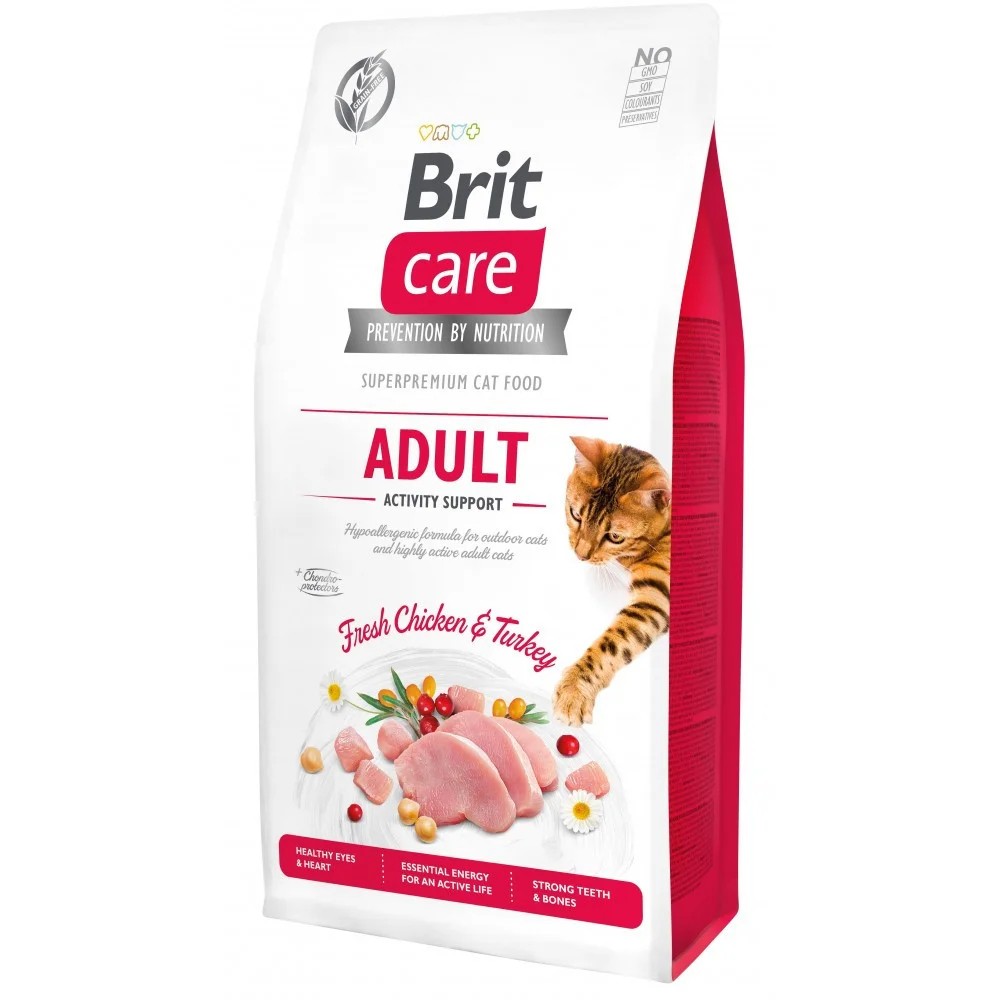 Сухий корм Brit Care Cat GF Adult Activity Support для дорослих котів з куркою та індичкою - 7кг