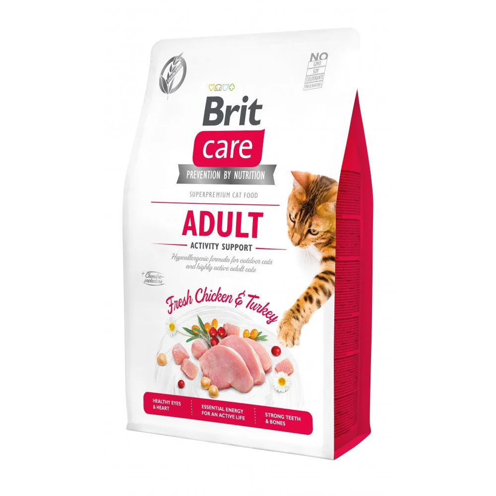 Сухий корм Brit Care Cat GF Adult Activity Support для дорослих котів з куркою та індичкою - 2кг