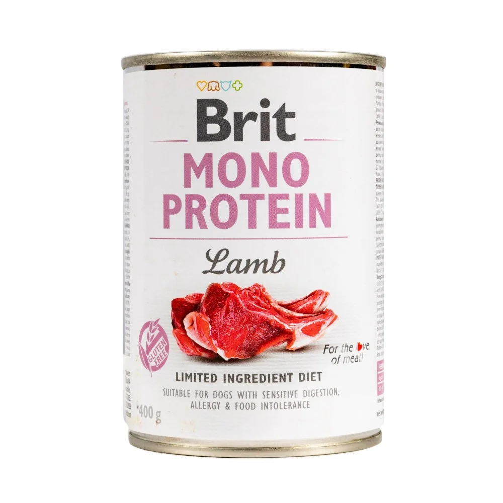 Консервований корм Brit Mono Protein Lamb для дорослих собак із ягнятиною - 400 г