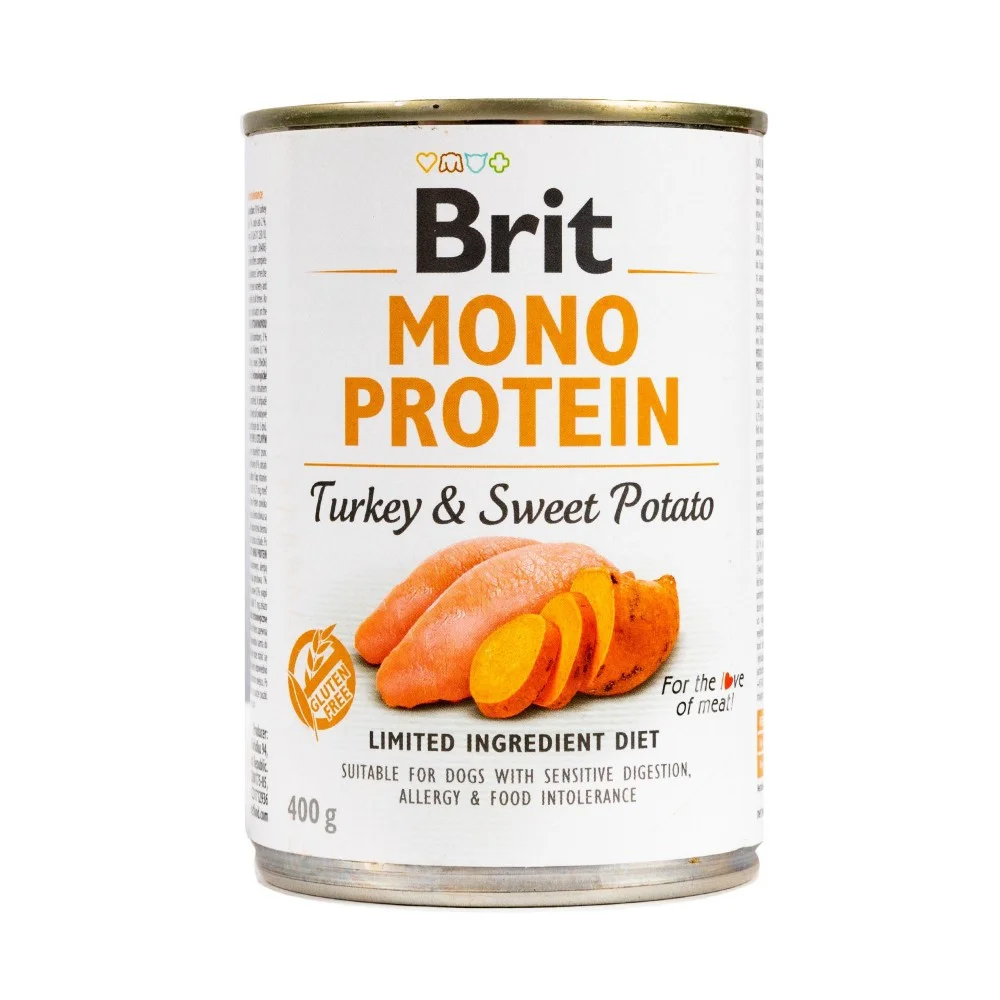 Консервований корм Brit Mono Protein Turkey and Sweet Potato для дорослих собак із індичкою та бататом - 400 г