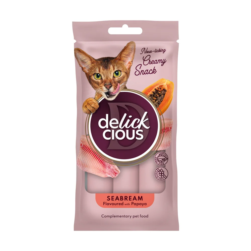 Кремові ласощі Delickcious Creamy Snack для котів з дорадо та папайєю - 1 шт