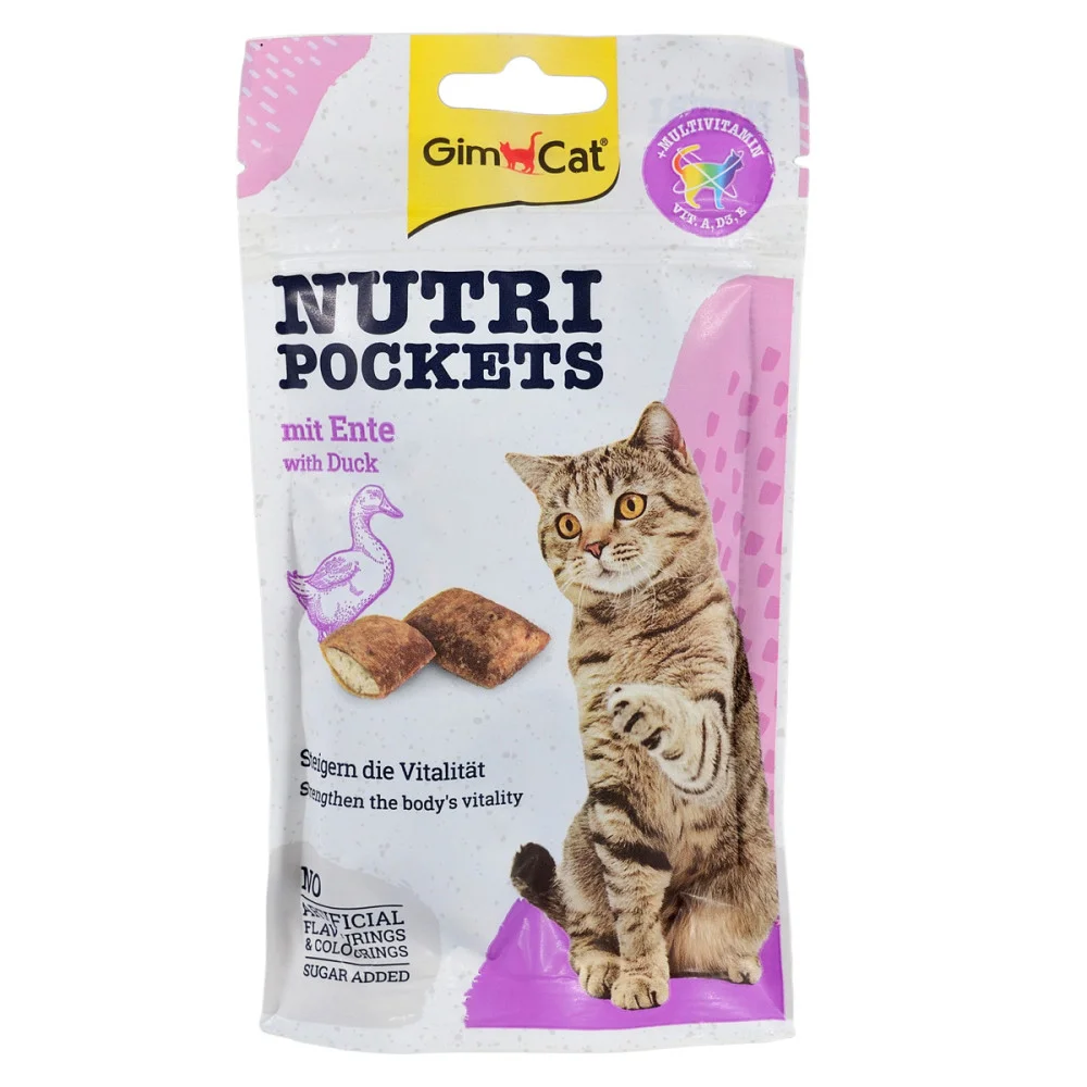Ласощі для котів Nutri Pockets хрусткі подушечки з качкою - 60 г