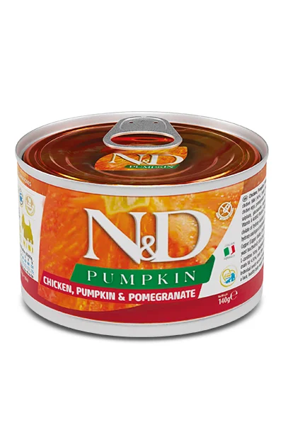 Консервований корм Farmina N&D Adult Mini для дорослих собак дрібних порід із куркою, гарбузом та гранатом - 140 г