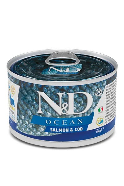 Консервований корм Farmina N&D Adult Mini для дорослих собак дрібних порід із лососем та тріскою - 140 г