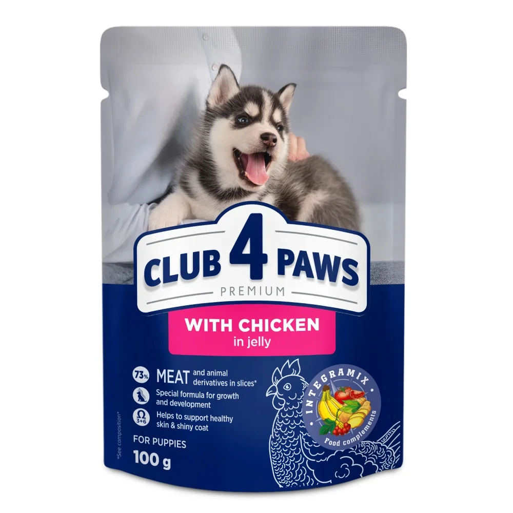 Вологий корм Club 4 Paws для цуценят усіх порід з куркою в желе - 100 г