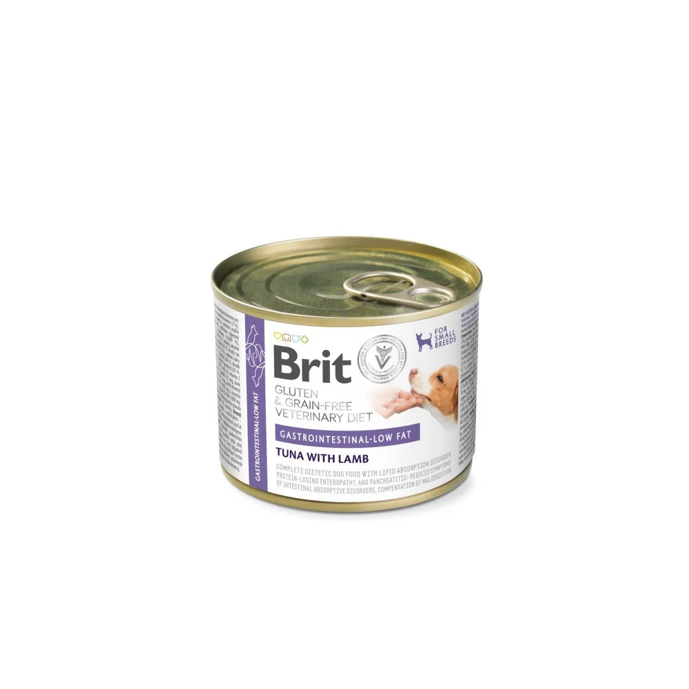 Консервований дієтичний корм Brit VetDiet Dog Gastrointestinal-Low fat для лікування розладів травлення у собак усіх порід - 200 г