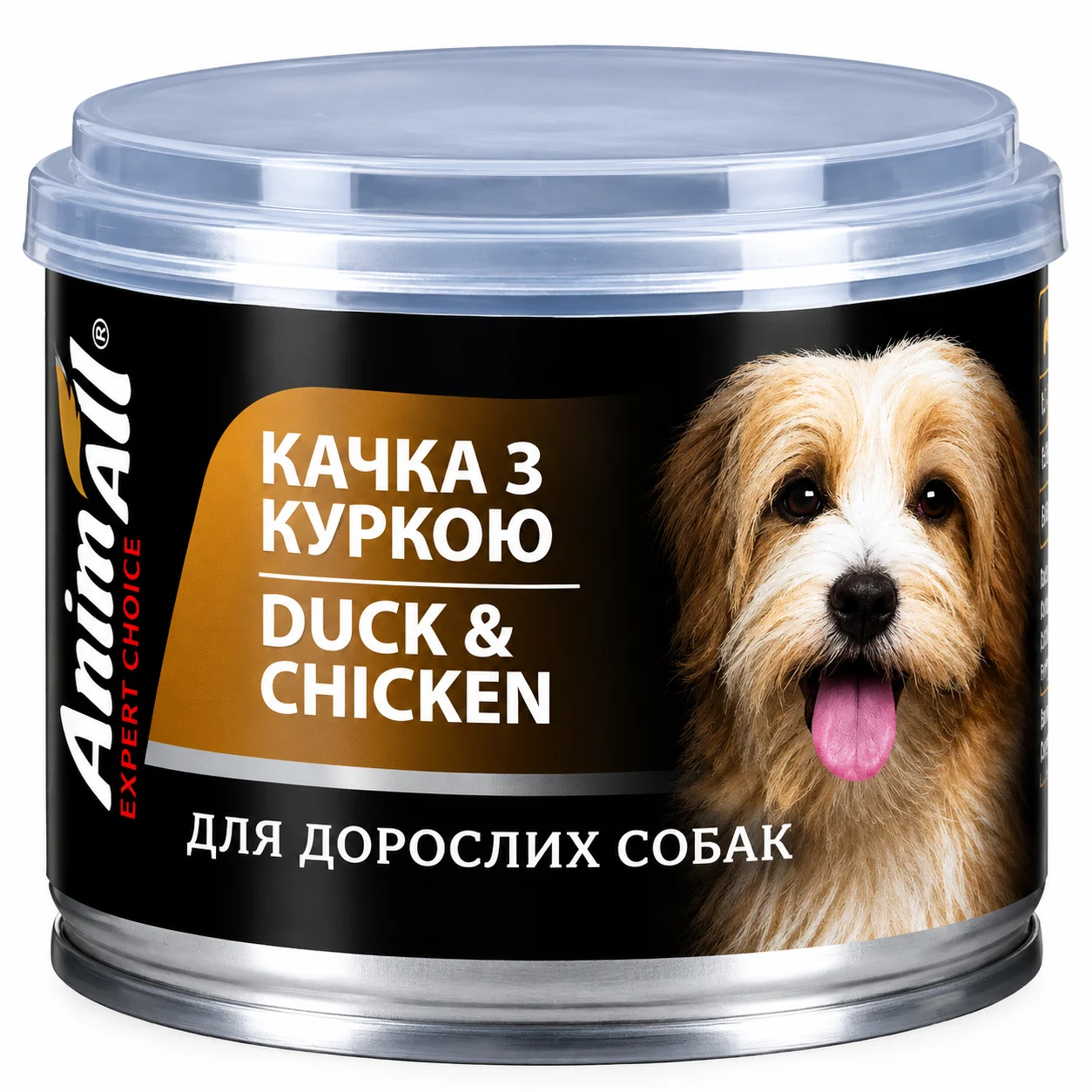 Консервований корм AnimAll для дорослих собак з качкою та куркою в ніжному желе - 195 г