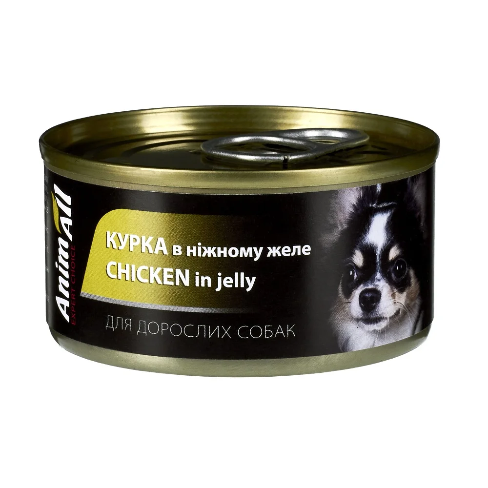 Консервований корм AnimAll для дорослих собак з куркою в ніжному желе - 85 г