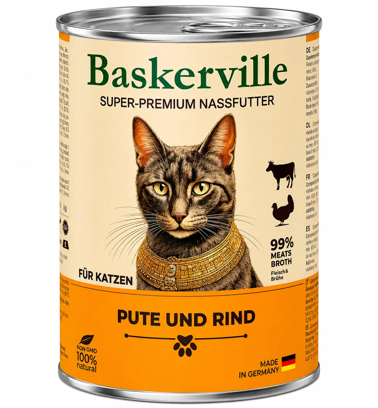 Консервований корм Baskerville для дорослих котів з індичкою та яловичиною - 400 г