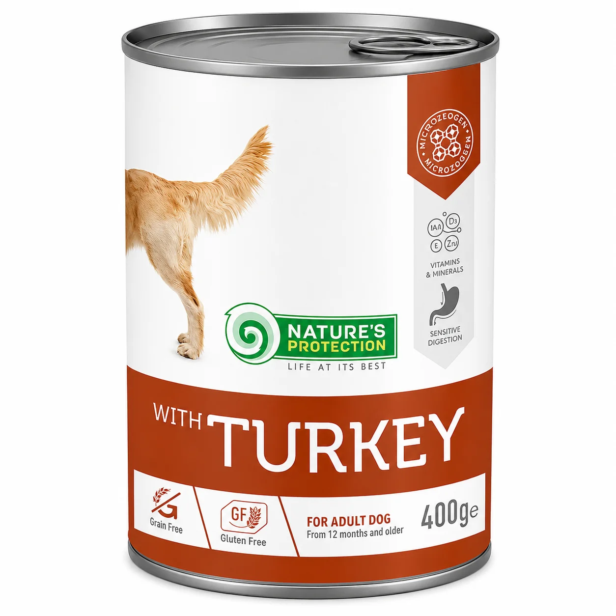 Консервований корм Natureʼs Protection Adult Sensitive Turkey для дорослих собак з індичкою - 400 г