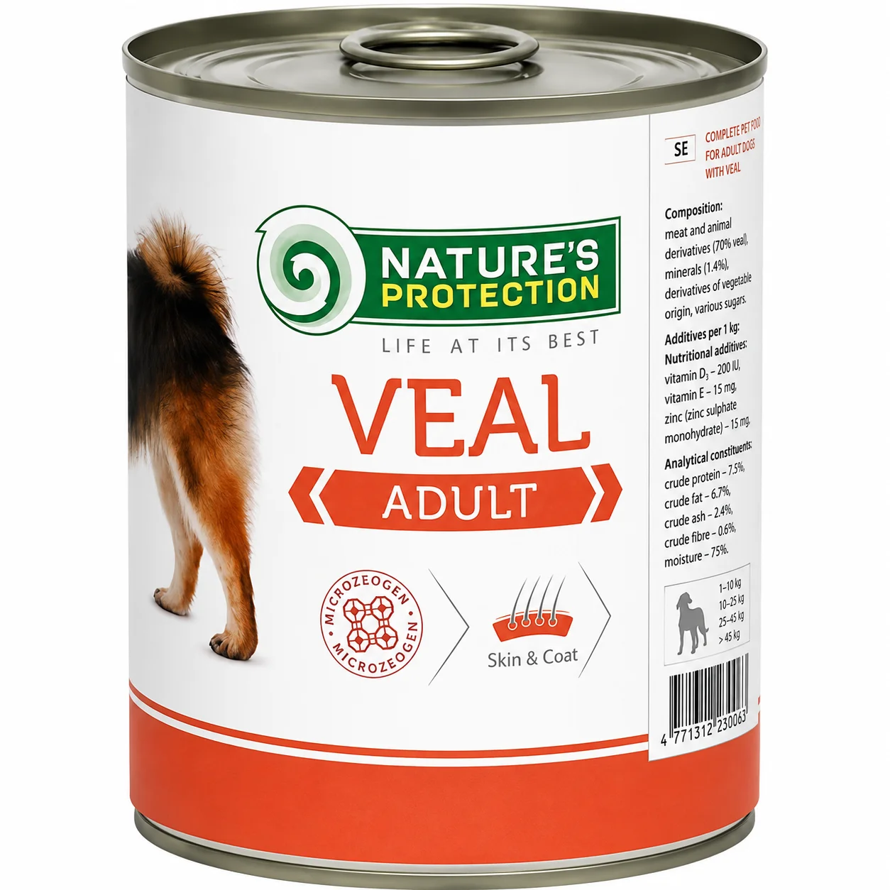 Консервований корм Natureʼs Protection Adult Veal для дорослих собак з телятиною - 400 г