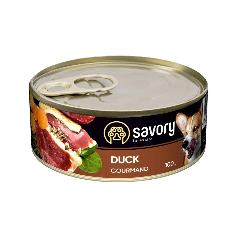 Консервований корм Savory Dog Gourmand Duck для дорослих собак усіх порід з качкою - 100 г