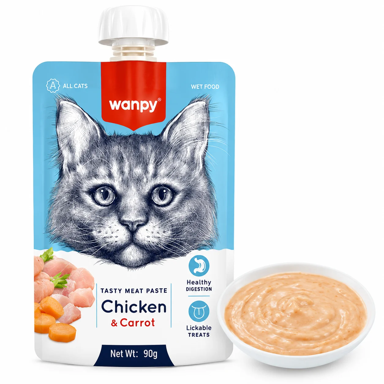 Крем-пюре Wanpy Chicken & Carrot для котів із куркою та морквою - 90 г