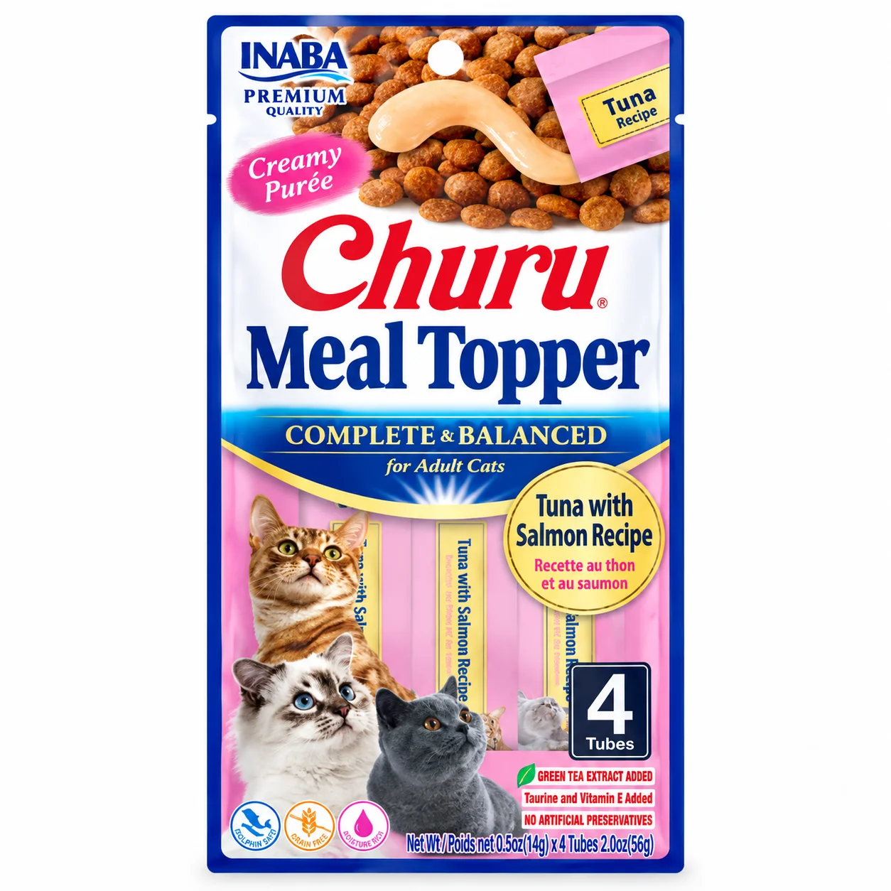 Кремові ласощі для котів INABA Churu Meal Topper - вершковий топінг з тунцем та лососем - 1 шт