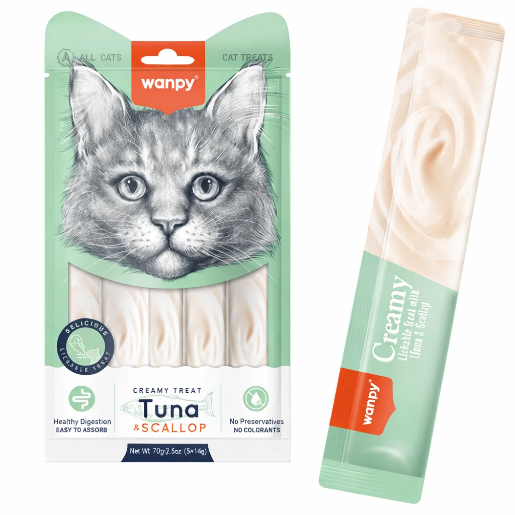 Кремові ласощі Wanpy Creamy Treat Tuna & Scallop для котів із тунцем та морським гребінцем - 1 шт