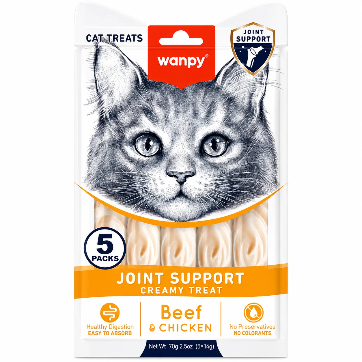 Кремові ласощі Wanpy Functional Creamy Lickable Treat Joint Support для котів із яловичиною та куркою - 1 шт