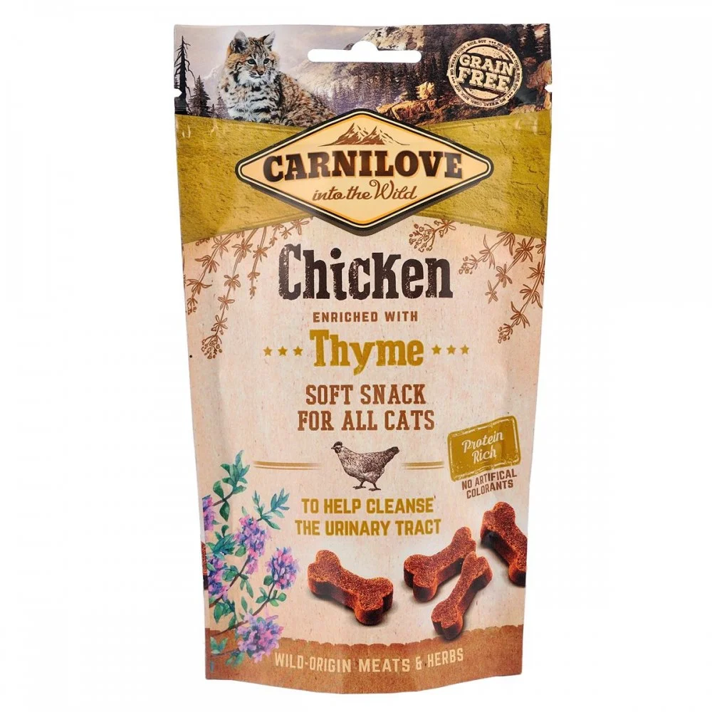 Ласощі для котів Carnilove Cat Semi Moist Snack Chicken with Thyme з куркою та чебрецем для здоровʼя сечовивідних шляхів - 50 г