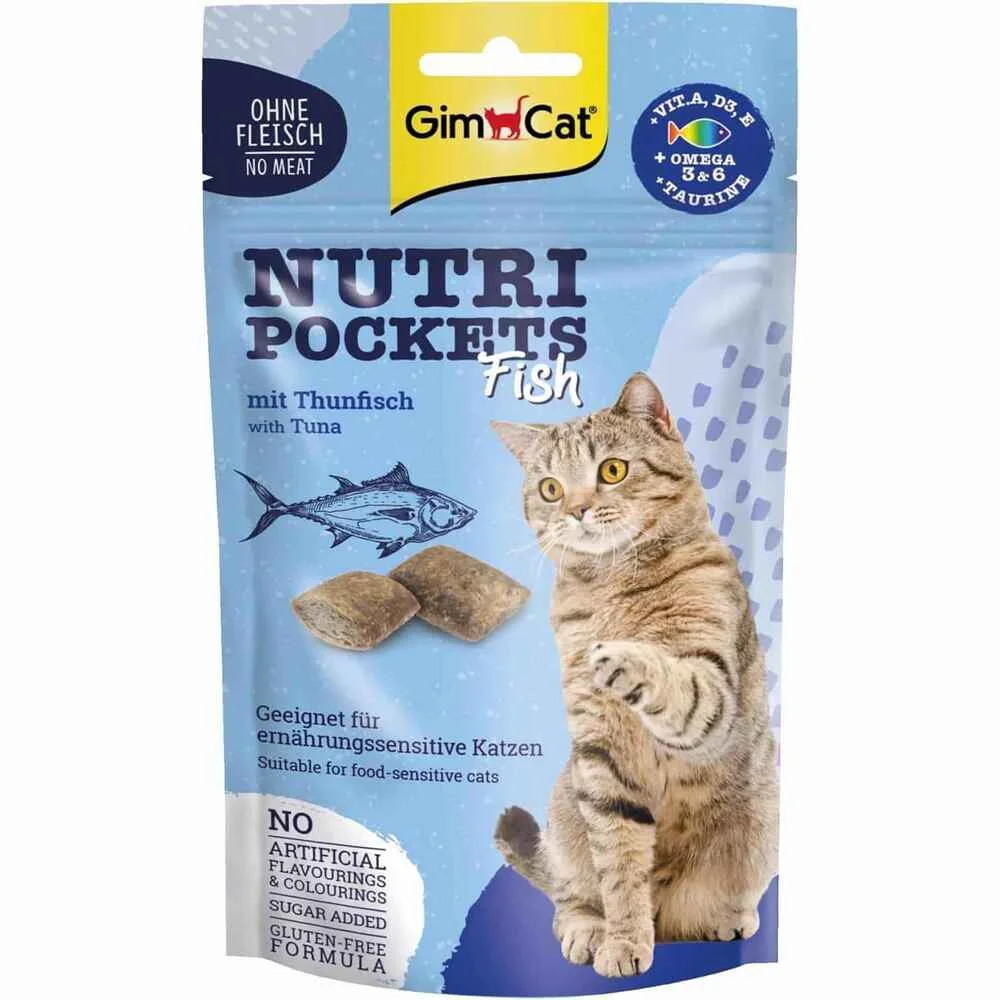 Ласощі для котів Nutri Pockets Fish хрусткі подушечки з тунцем - 60 г
