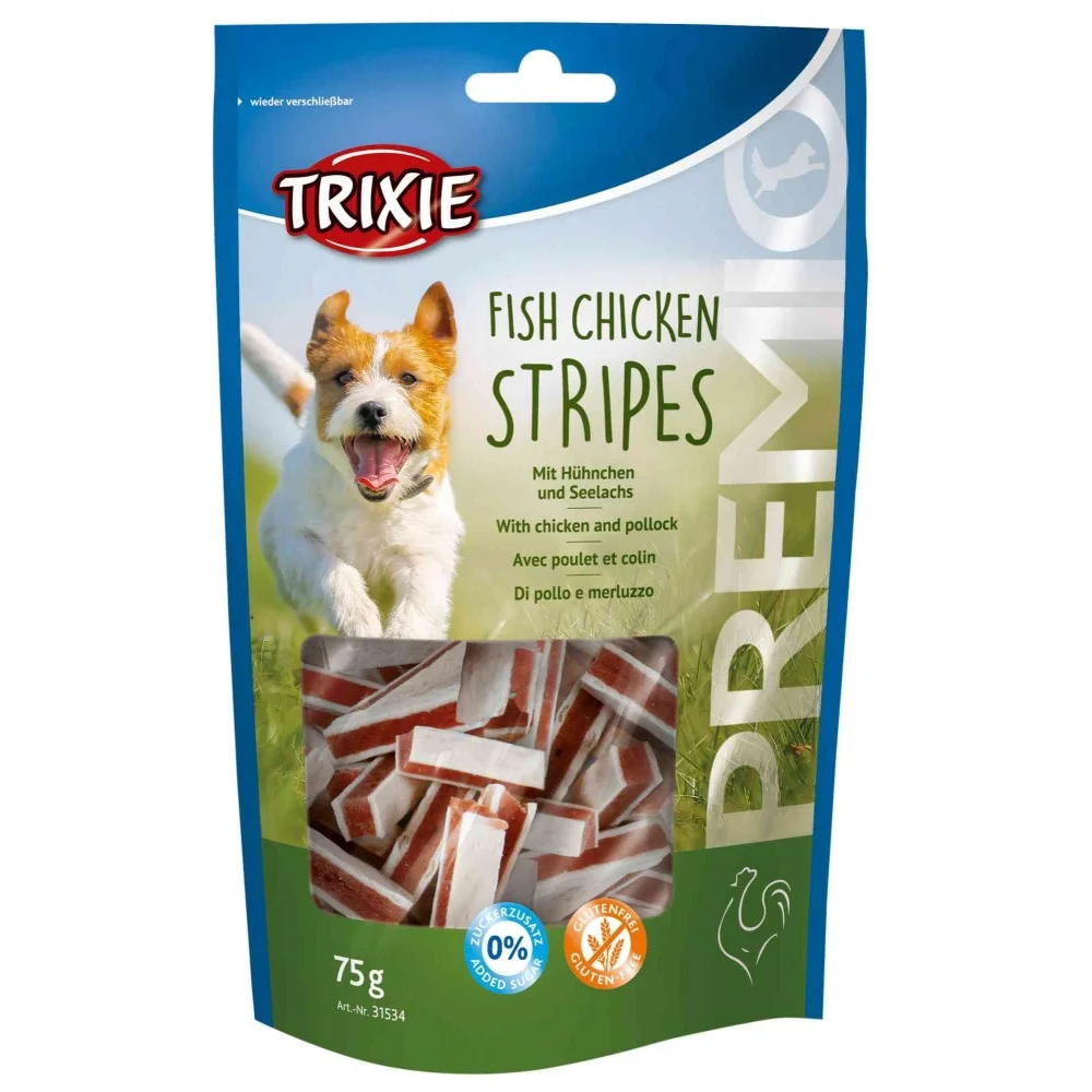 Ласощі для собак Trixie Premio Fish Chicken Stripes палички з куркою та лососем - 75 г