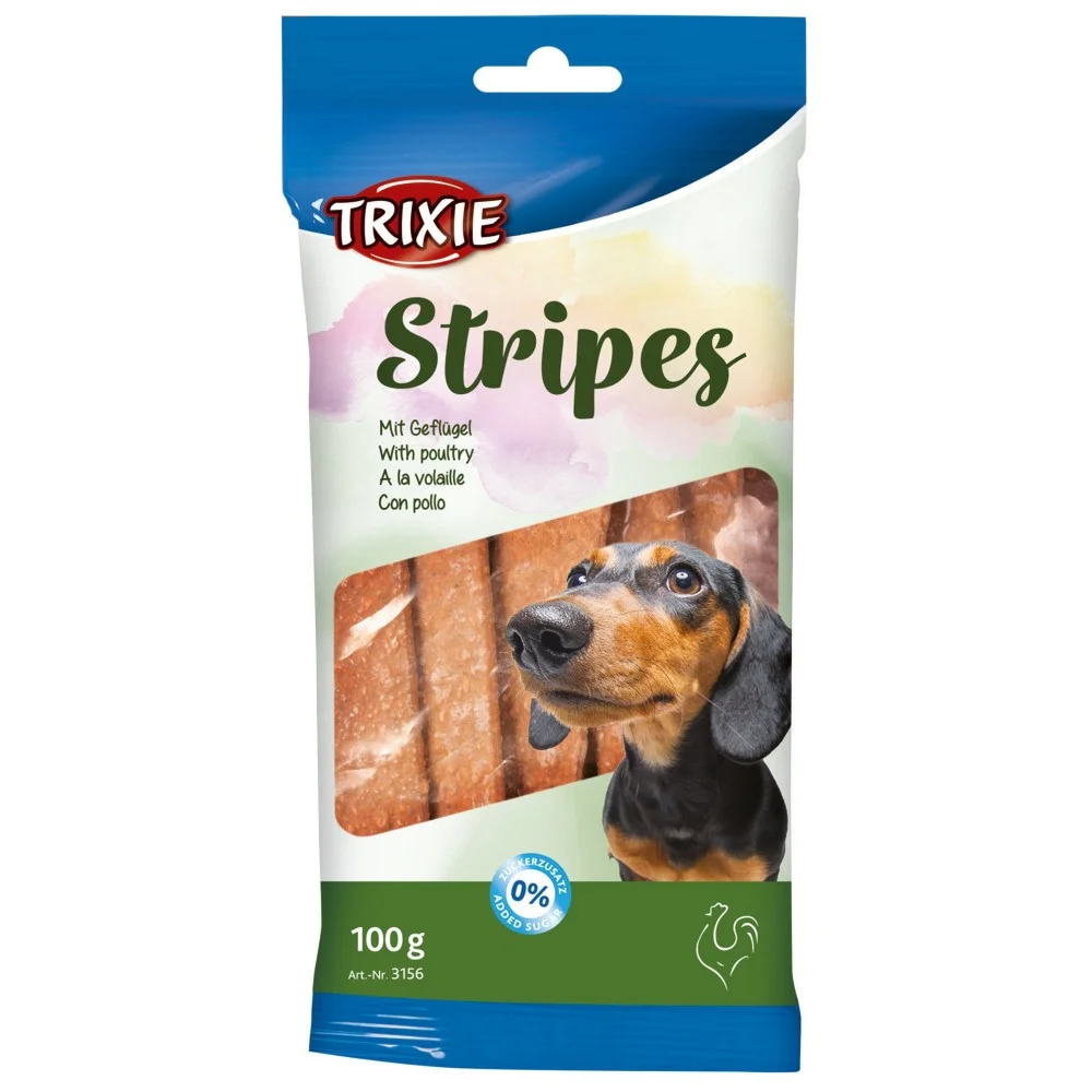 Ласощі для собак Trixie Stripes пластинки із мʼясом домашньої птиці - 100 г