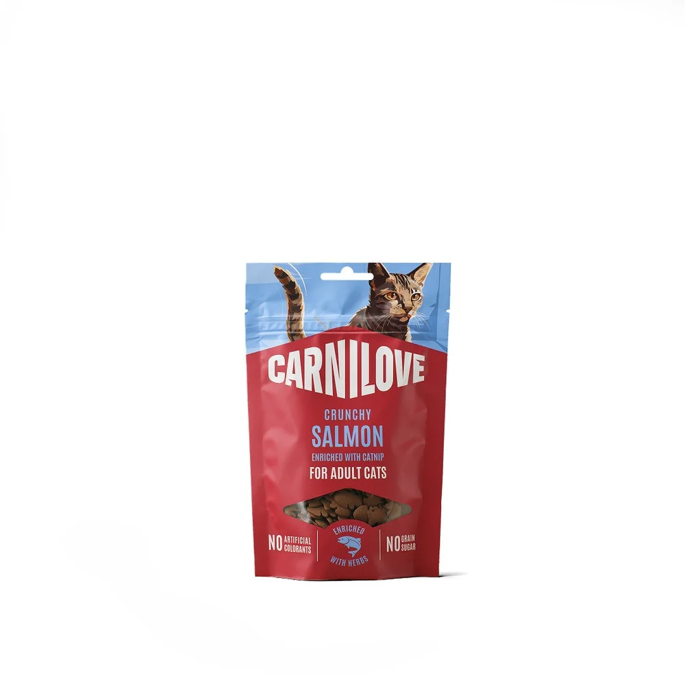 Ласощі для котів Carnilove Crunchy Snack Salmon with Catnip хрусткі снеки з лососем та котячою мʼятою - 50 г