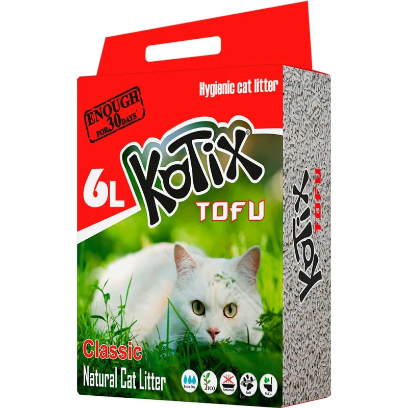 Наповнювач для котячого туалету KOTIX соєвий класичний - 6 л