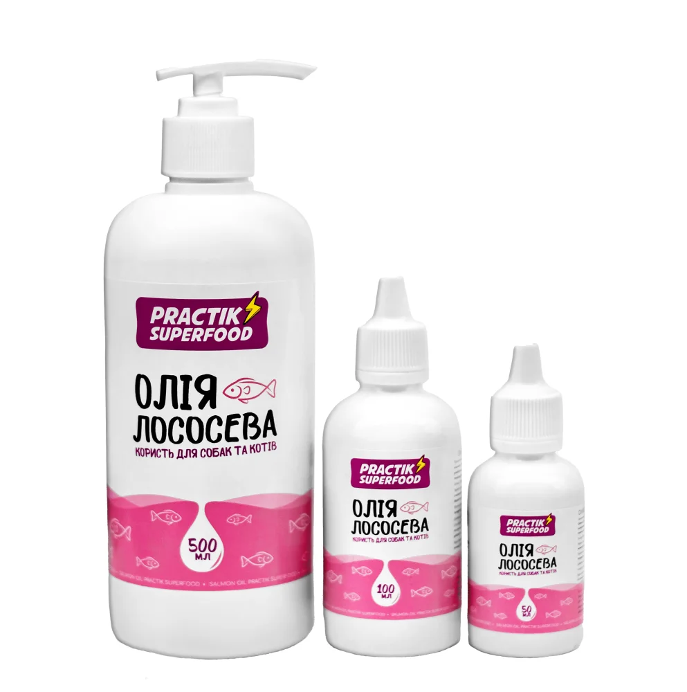 Лососева олія Practik SuperFood для собак та котів - 500 мл