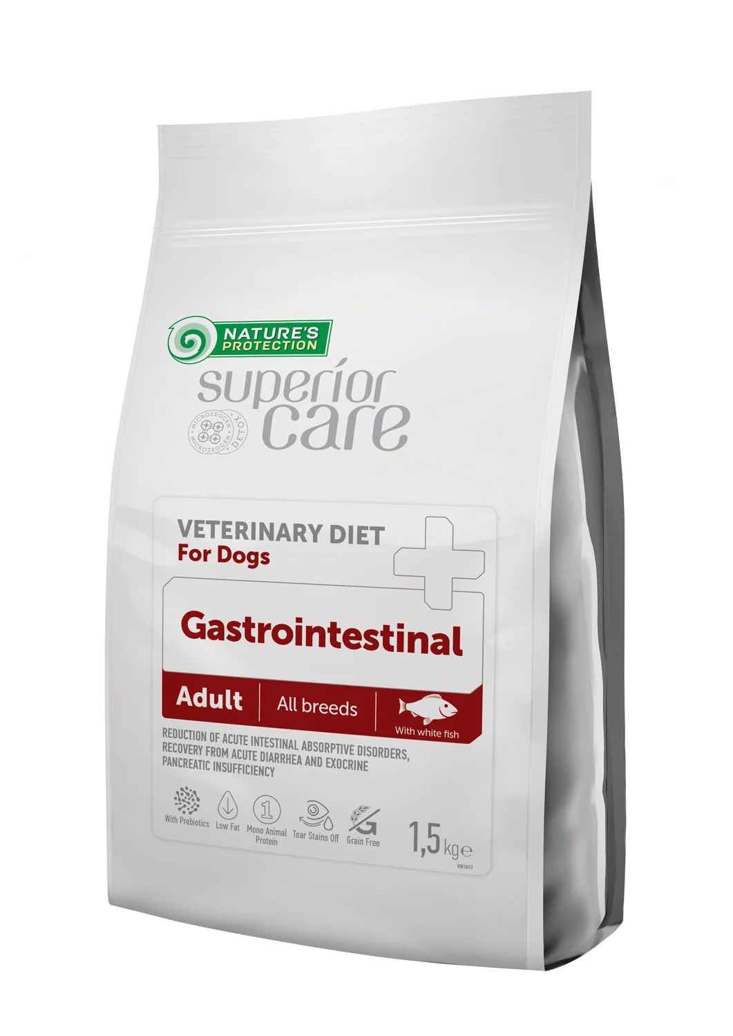 Сухий дієтичний корм Nature's Protection Superior Care Veterinary Diet Gastrointestinal White Fish Adult All Breed Dogs для лікування розладів травлення у собак усіх порід - 1.5 кг