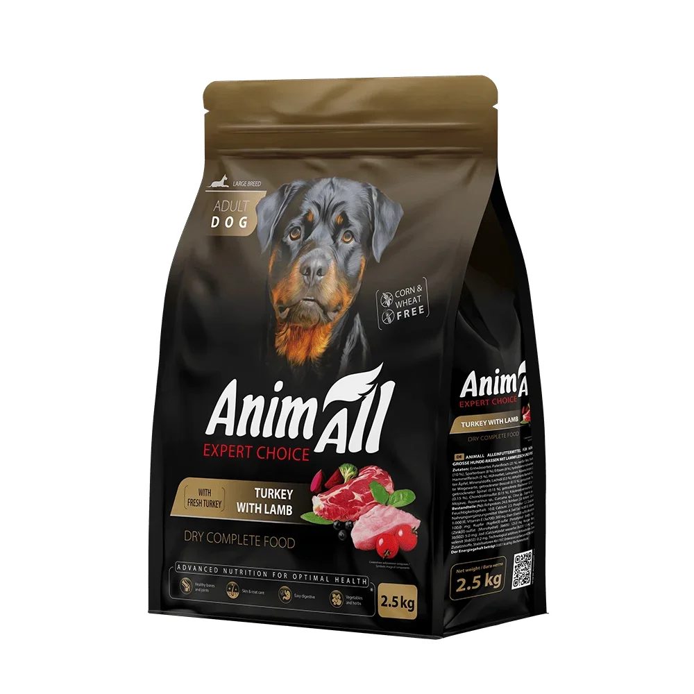 Сухий корм AnimAll для собак великих порід зі свіжою індичкою та ягням - 2.5 кг
