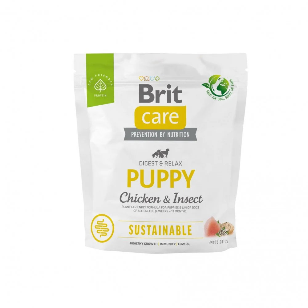 Сухий корм Brit Care Dog Sustainable Puppy для цуценят усіх порід із куркою та комахами - 1 кг