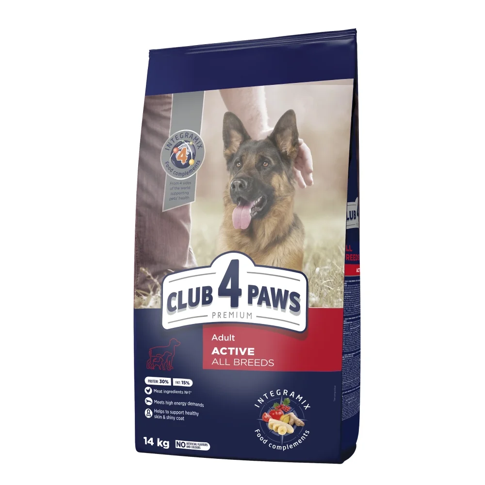 Сухий корм Club 4 Paws Adult All Breeds Active для активних собак усіх порід із куркою - 14 кг