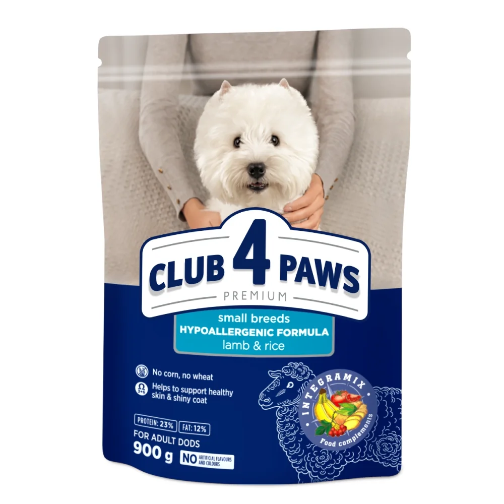 Сухий корм Club 4 Paws Adult Small Breeds для собак малих порід із ягнятиною та рисом - 900 г