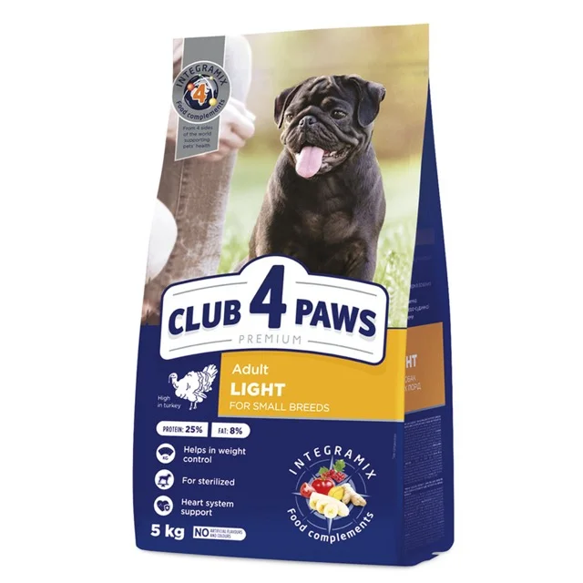 Сухий корм Club 4 Paws Adult Small Breeds Light для стерилізованих собак малих порід з індичкою - 5 кг