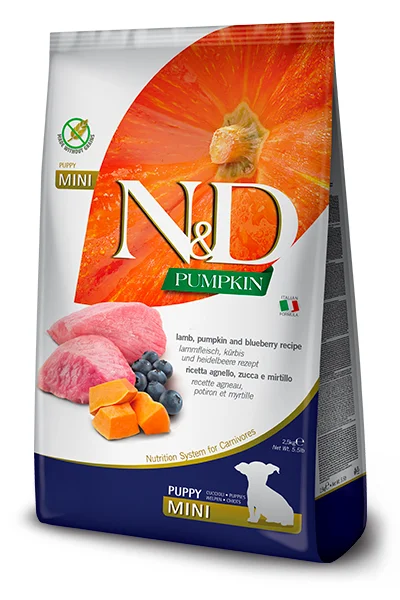 Сухий корм Farmina N&D Grain Free Puppy Mini для цуценят дрібних порід із ягням, гарбузом та чорницею - 800 г