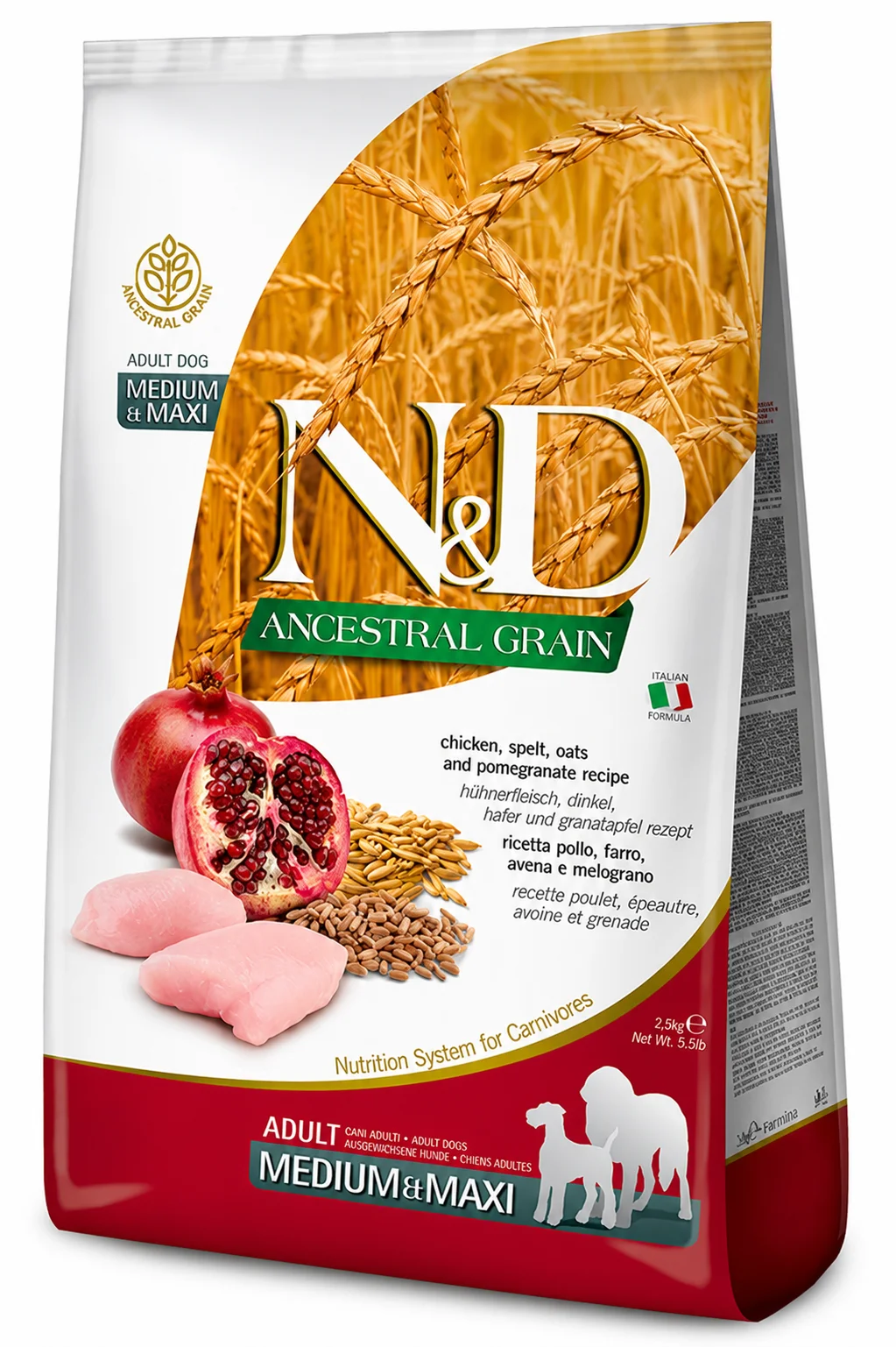 Сухий корм Farmina N&D Low Grain Adult Medium&Maxi для собак середніх і великих порід з куркою та гранатом - 2.5 кг