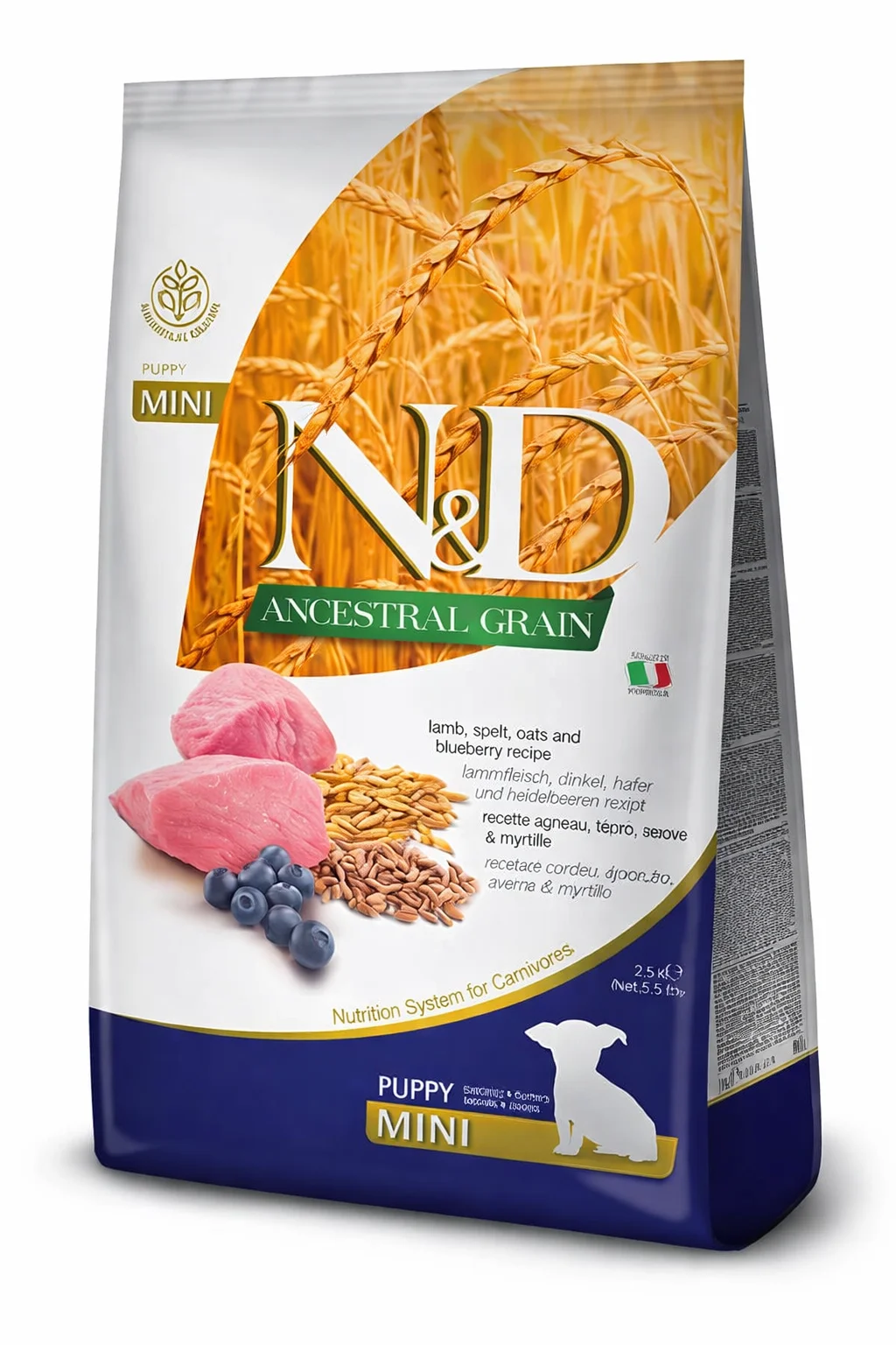 Сухий корм Farmina N&D Low Grain Puppy Mini для цуценят дрібних порід із ягням та чорницею - 800 г