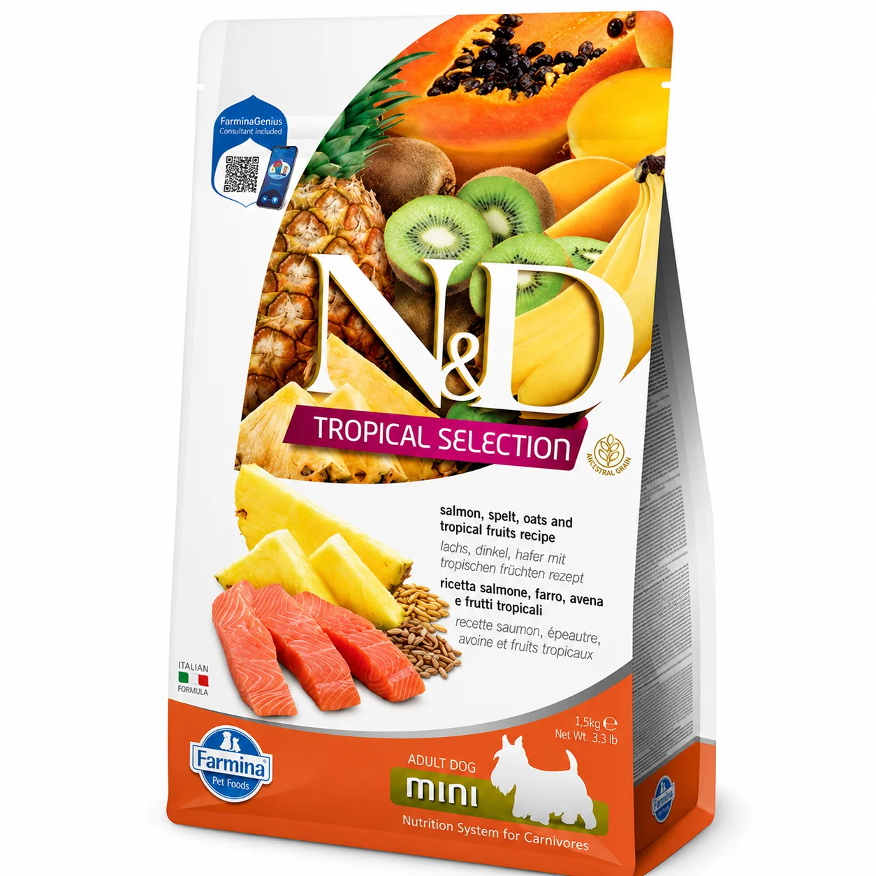 Сухий корм Farmina N&D Tropical Selection Adult Mini для собак дрібних порід з лососем та тропічними фруктами - 1.5 кг