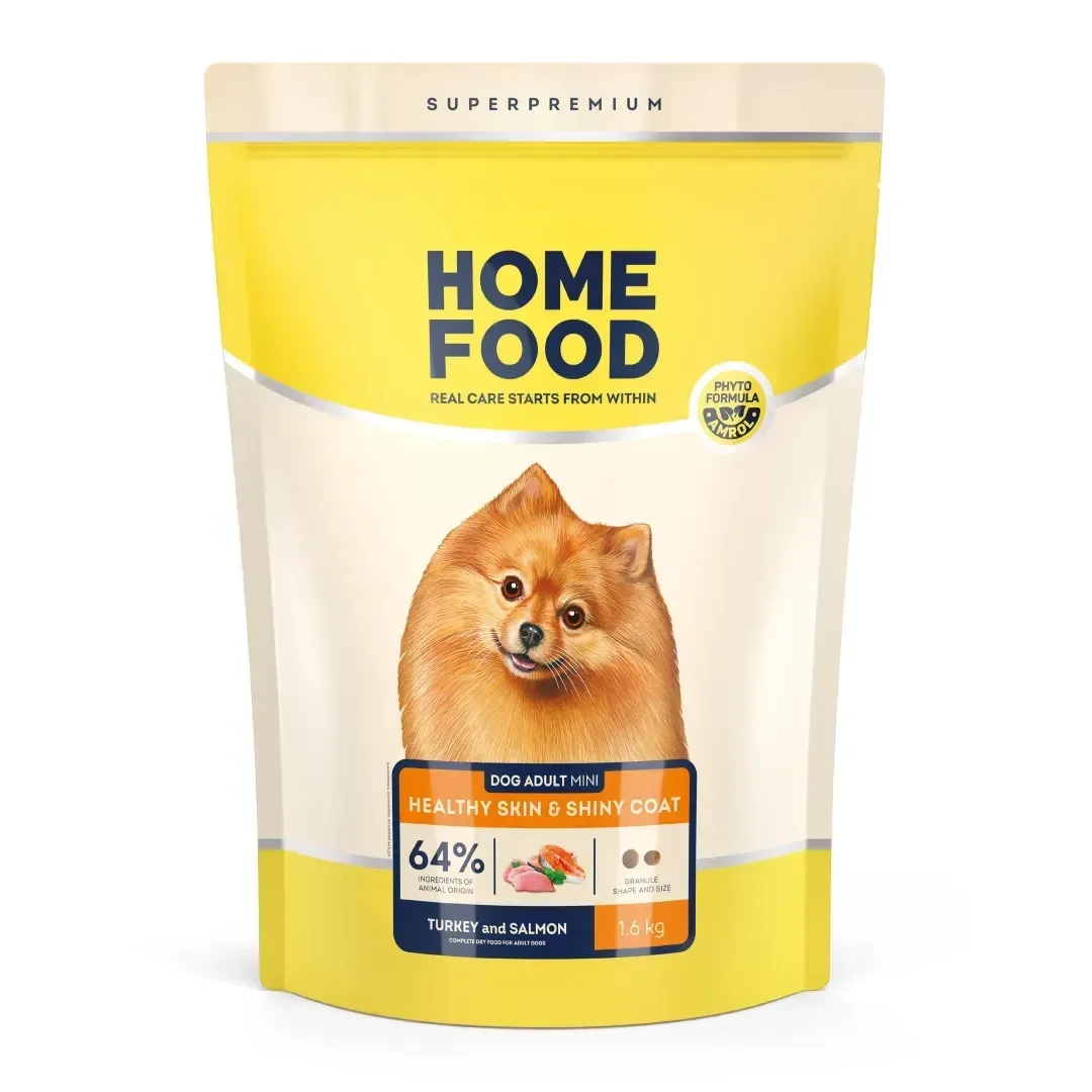 Сухий корм Home Food Dog Healthy Skin And Shiny Coat для собак дрібних порід із лососем та індичкою - 1.6 кг