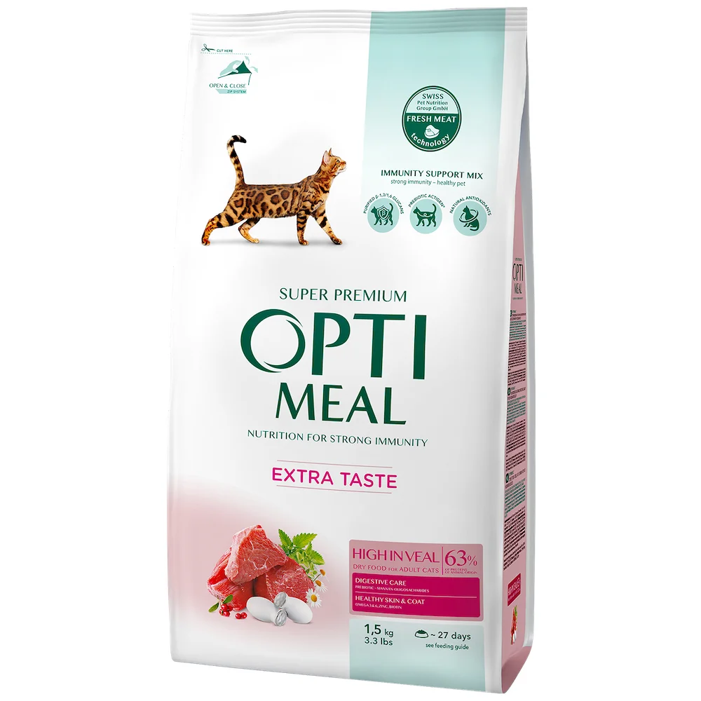 Сухий корм Optimeal Adult Cat для дорослих котів із телятиною - 1.5 кг