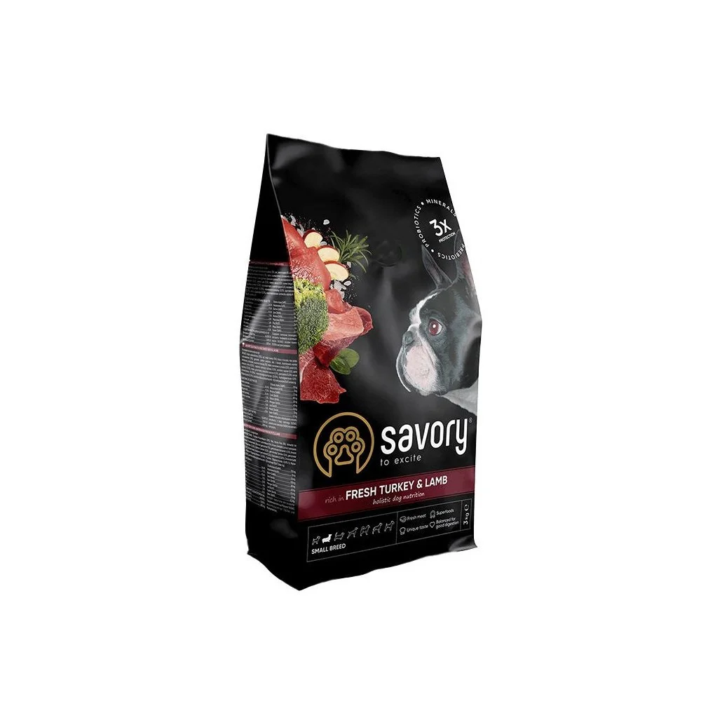 Сухий корм Savory Small Breed Fresh Turkey and Lamb для малих порід собак із свіжою індичкою та ягням - 3 кг